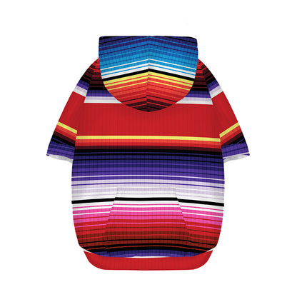 Tribal Serape Blanket Stripe Print Dog Zip Up Hoodie