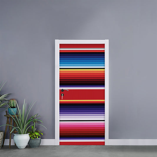 Tribal Serape Blanket Stripe Print Door Sticker