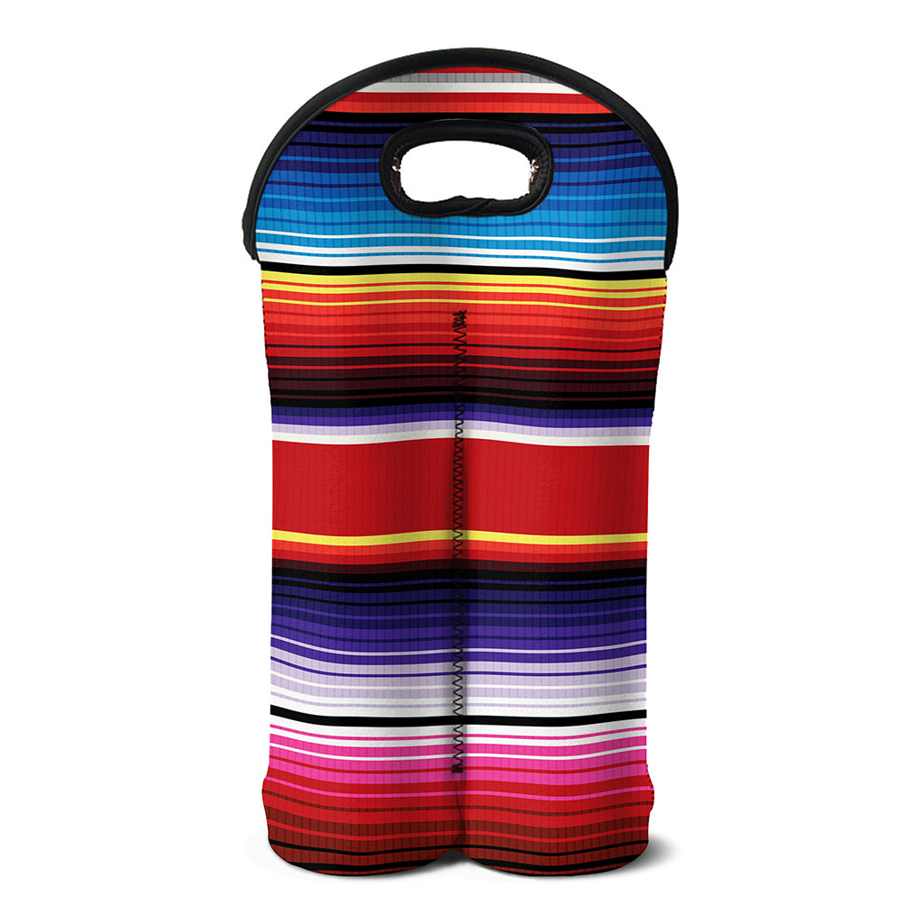Tribal Serape Blanket Stripe Print Double Neoprene Wine Tote