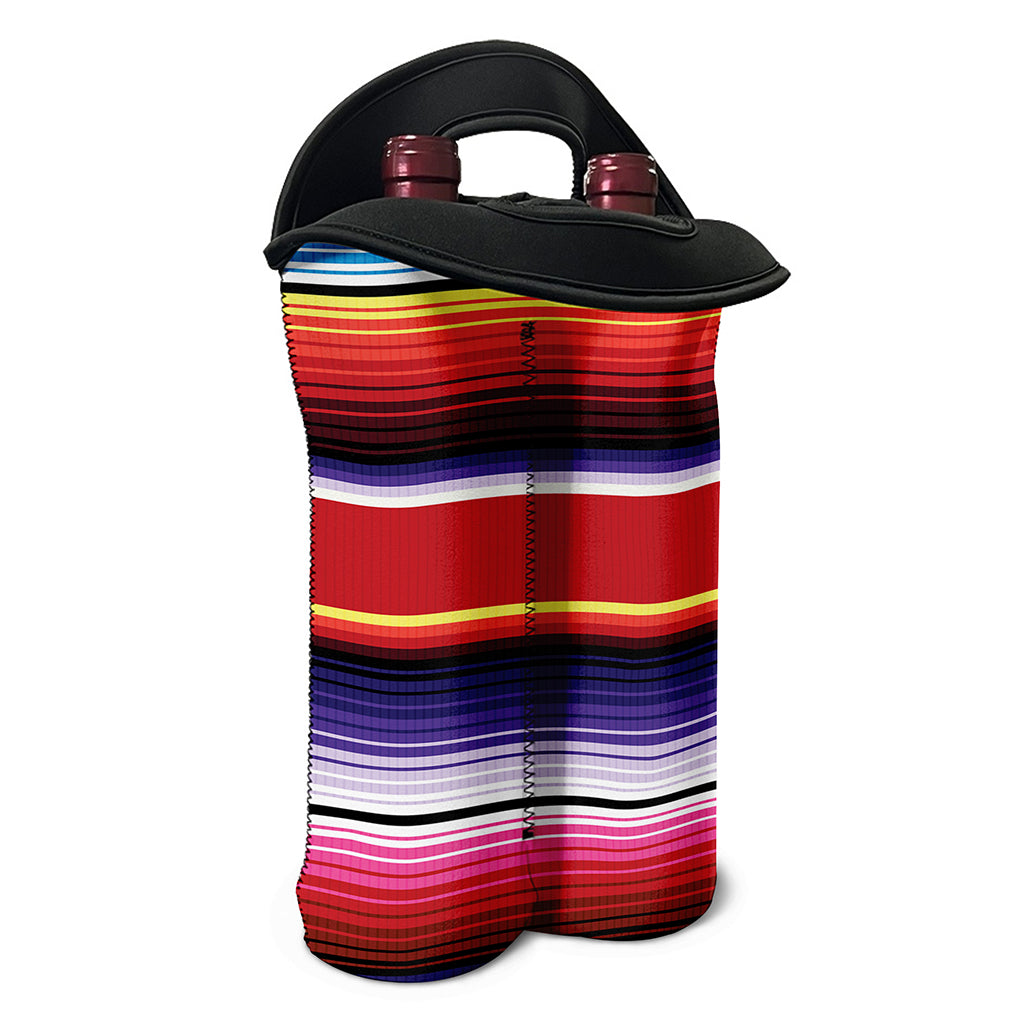 Tribal Serape Blanket Stripe Print Double Neoprene Wine Tote