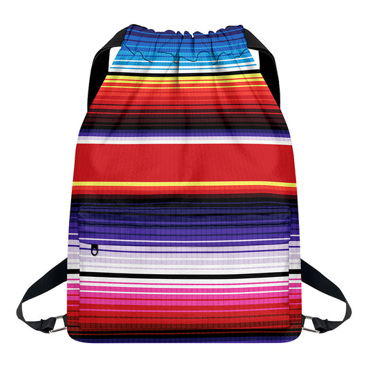 Tribal Serape Blanket Stripe Print Drawstring Backpack