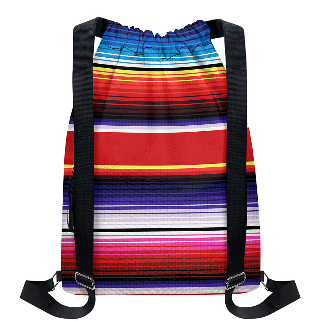 Tribal Serape Blanket Stripe Print Drawstring Backpack