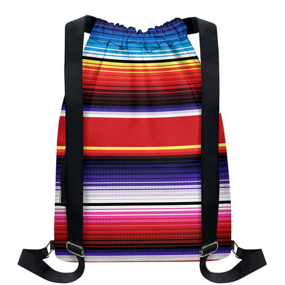 Tribal Serape Blanket Stripe Print Drawstring Backpack