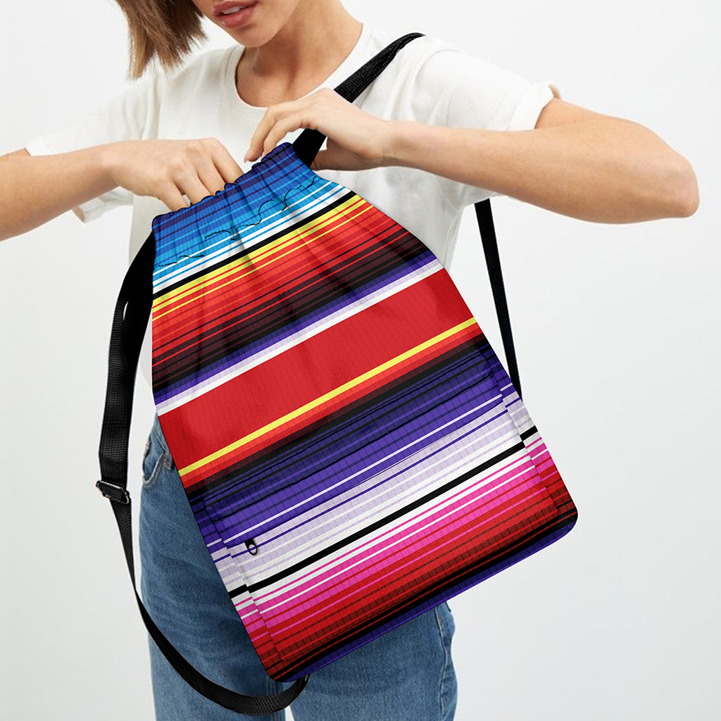 Tribal Serape Blanket Stripe Print Drawstring Backpack