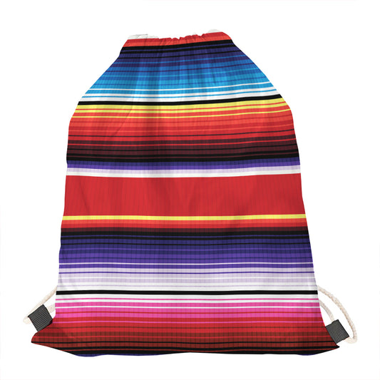 Tribal Serape Blanket Stripe Print Drawstring Bag