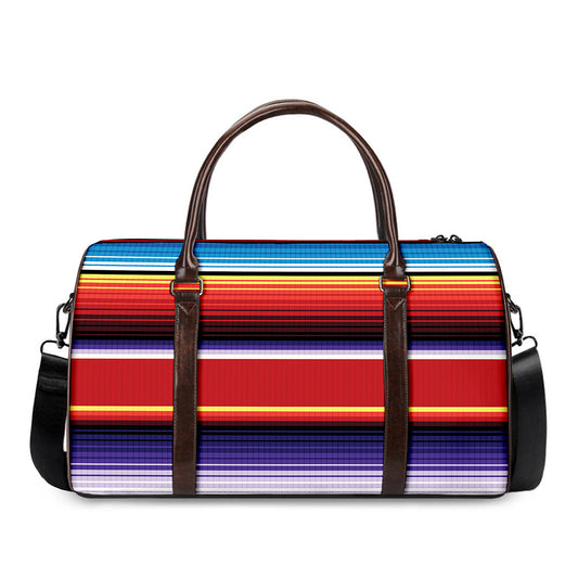 Tribal Serape Blanket Stripe Print Duffle Bag
