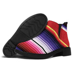 Tribal Serape Blanket Stripe Print Flat Ankle Boots