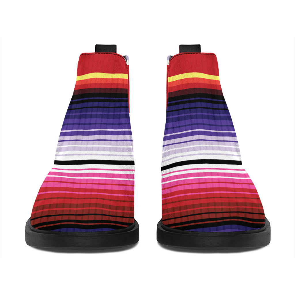 Tribal Serape Blanket Stripe Print Flat Ankle Boots