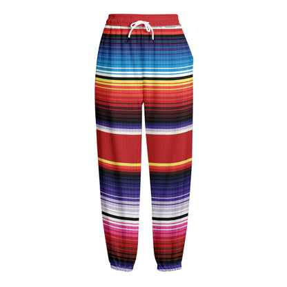 Tribal Serape Blanket Stripe Print Fleece Lined Knit Pants