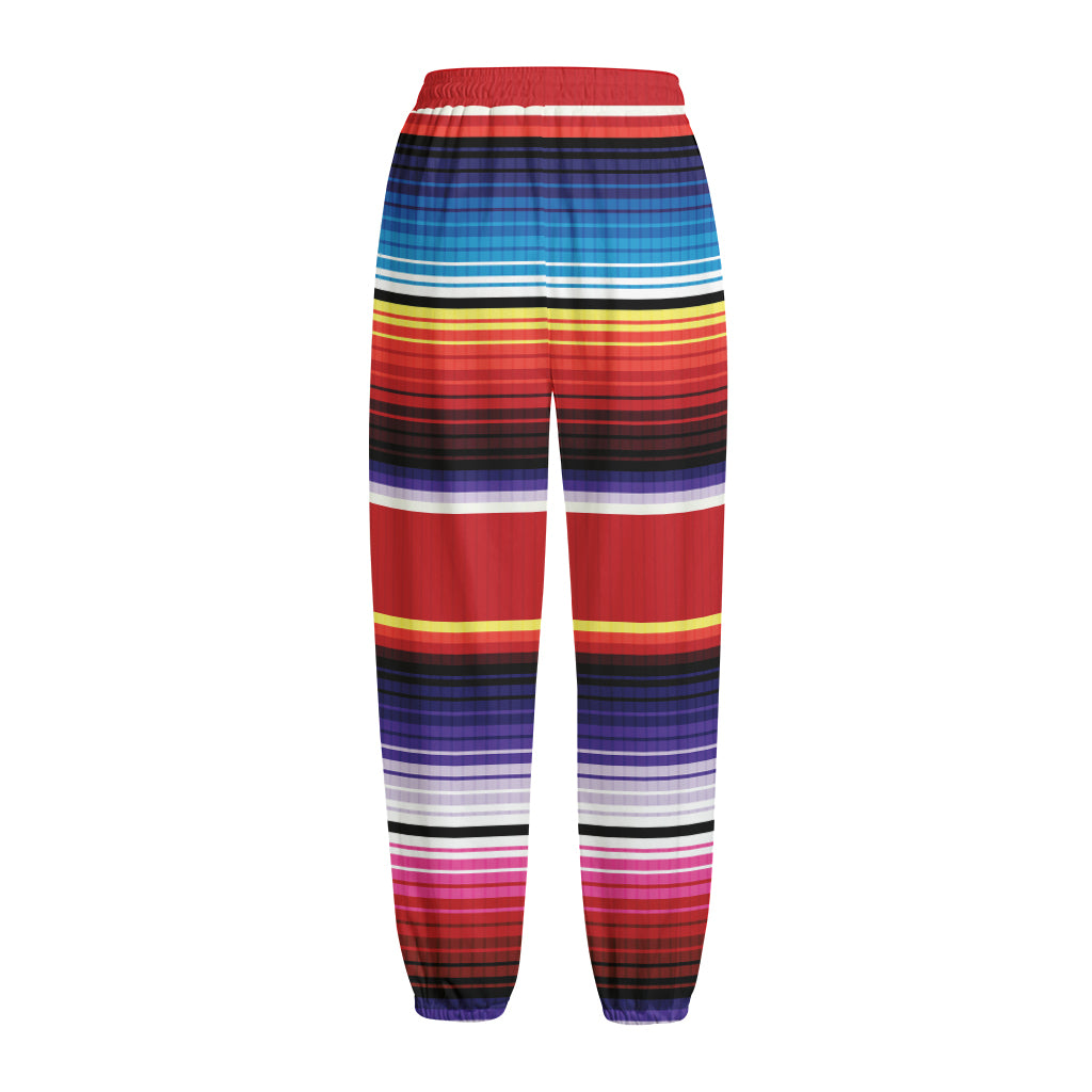 Tribal Serape Blanket Stripe Print Fleece Lined Knit Pants