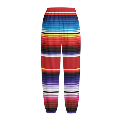 Tribal Serape Blanket Stripe Print Fleece Lined Knit Pants