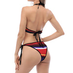 Tribal Serape Blanket Stripe Print Halter Scoop Tie Side Bikini