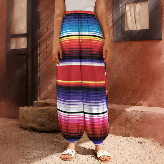Tribal Serape Blanket Stripe Print Harem Pants