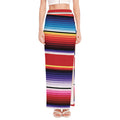 Tribal Serape Blanket Stripe Print High Slit Maxi Skirt
