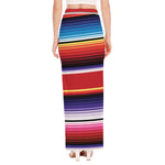 Tribal Serape Blanket Stripe Print High Slit Maxi Skirt