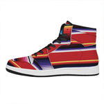 Tribal Serape Blanket Stripe Print High Top Leather Sneakers