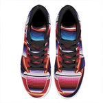 Tribal Serape Blanket Stripe Print High Top Leather Sneakers