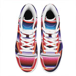 Tribal Serape Blanket Stripe Print High Top Leather Sneakers