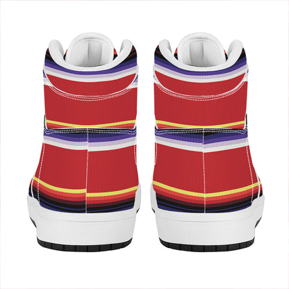 Tribal Serape Blanket Stripe Print High Top Leather Sneakers