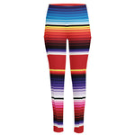 Tribal Serape Blanket Stripe Print High-Waisted Pocket Leggings