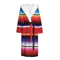 Tribal Serape Blanket Stripe Print Hooded Bathrobe