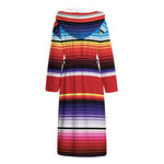 Tribal Serape Blanket Stripe Print Hooded Bathrobe