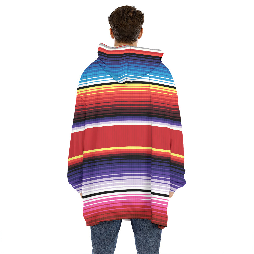 Tribal Serape Blanket Stripe Print Hoodie Blanket