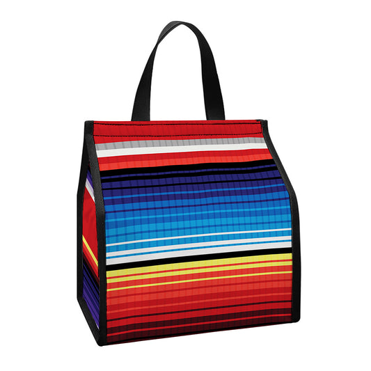 Tribal Serape Blanket Stripe Print Insulated Lunch Tote