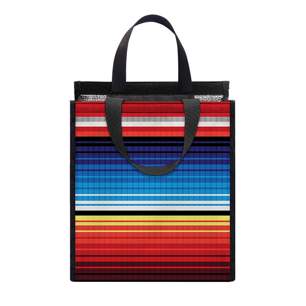 Tribal Serape Blanket Stripe Print Insulated Lunch Tote