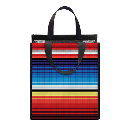 Tribal Serape Blanket Stripe Print Insulated Lunch Tote