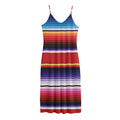 Tribal Serape Blanket Stripe Print Jersey Midi Cami Dress