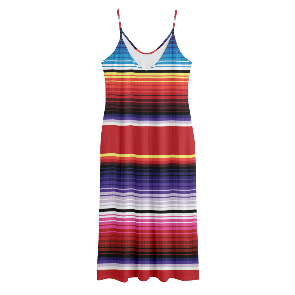 Tribal Serape Blanket Stripe Print Jersey Midi Cami Dress
