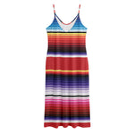 Tribal Serape Blanket Stripe Print Jersey Midi Cami Dress