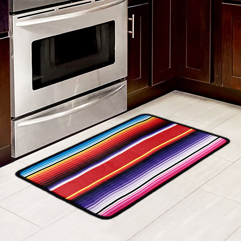 Tribal Serape Blanket Stripe Print Kitchen Mat