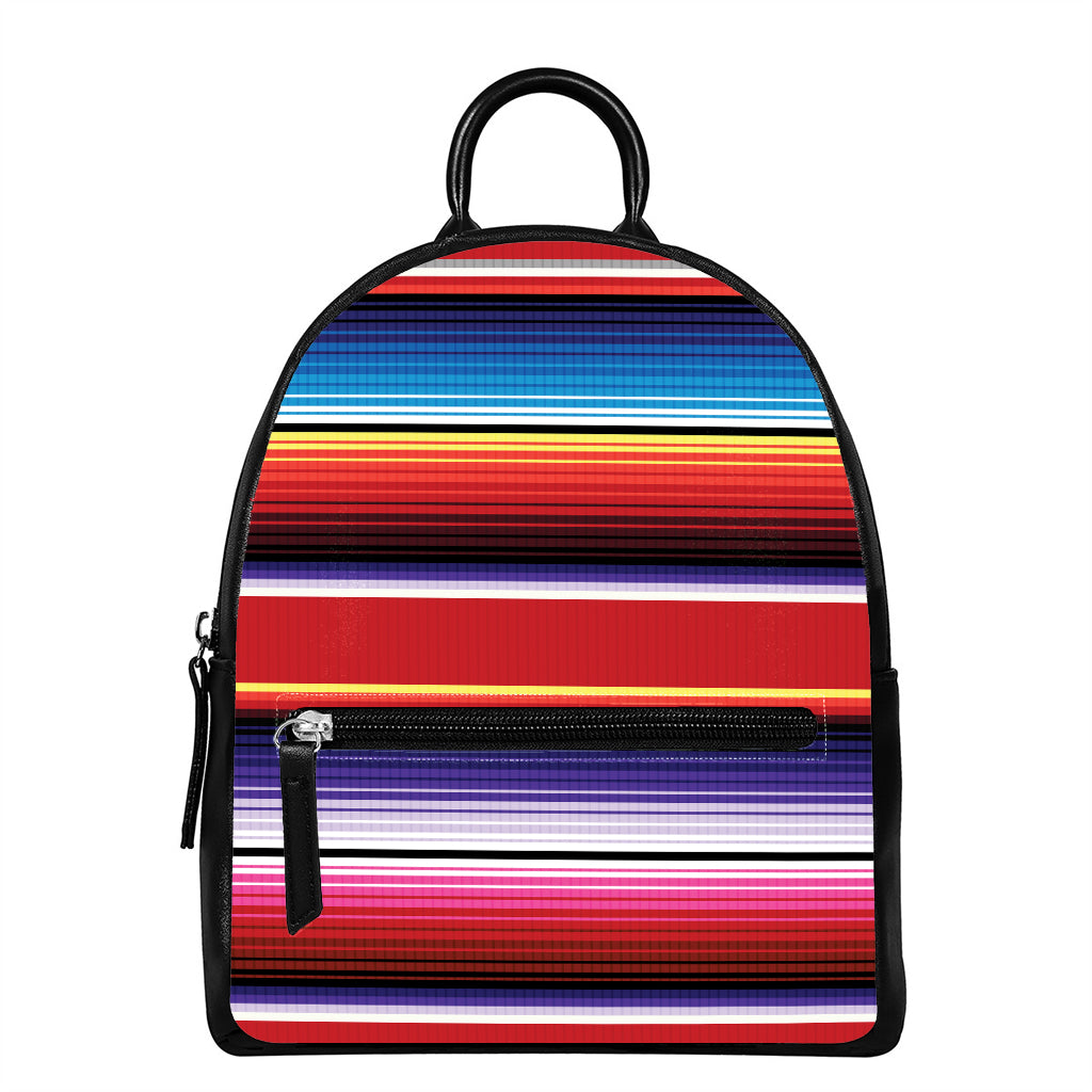 Tribal Serape Blanket Stripe Print Leather Backpack