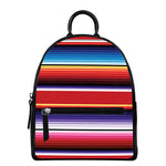 Tribal Serape Blanket Stripe Print Leather Backpack