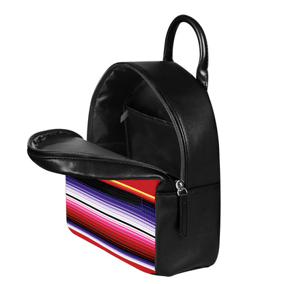 Tribal Serape Blanket Stripe Print Leather Backpack