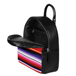 Tribal Serape Blanket Stripe Print Leather Backpack