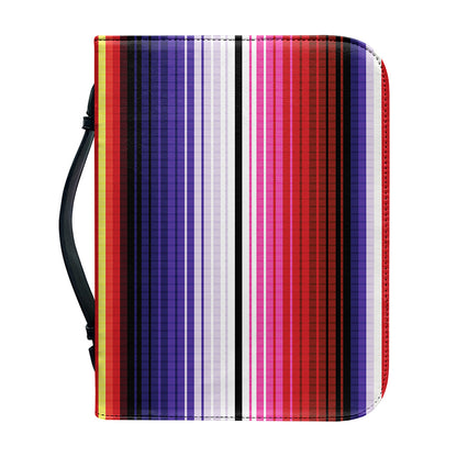Tribal Serape Blanket Stripe Print Leather Bible Cover