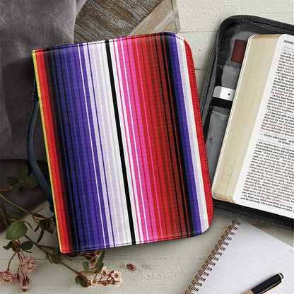 Tribal Serape Blanket Stripe Print Leather Bible Cover