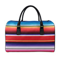 Tribal Serape Blanket Stripe Print Leather Duffel Bag
