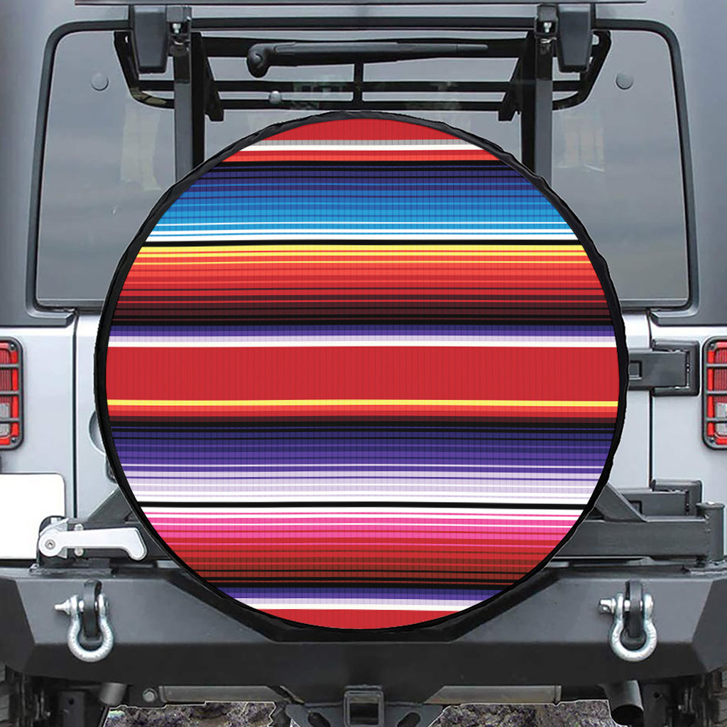 Tribal Serape Blanket Stripe Print Leather Spare Tire Cover