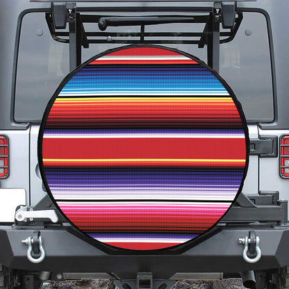 Tribal Serape Blanket Stripe Print Leather Spare Tire Cover
