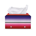 Tribal Serape Blanket Stripe Print Leather Tissue Box Cover