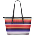 Tribal Serape Blanket Stripe Print Leather Tote Bag With Zipper