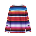 Tribal Serape Blanket Stripe Print Long Sleeve Short Coat