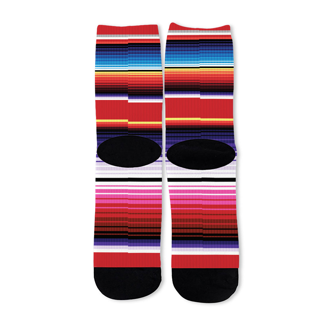 Tribal Serape Blanket Stripe Print Long Socks