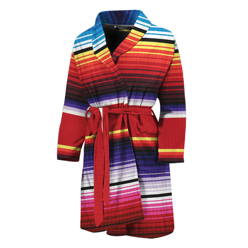 Tribal Serape Blanket Stripe Print Men's Bathrobe