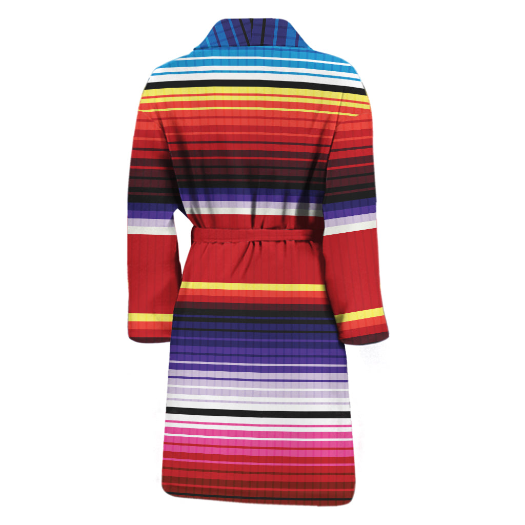 Tribal Serape Blanket Stripe Print Men's Bathrobe