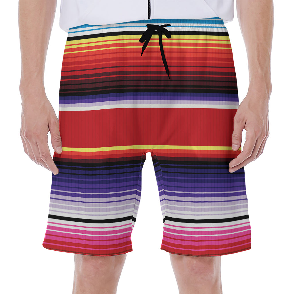 Tribal Serape Blanket Stripe Print Men's Beach Shorts